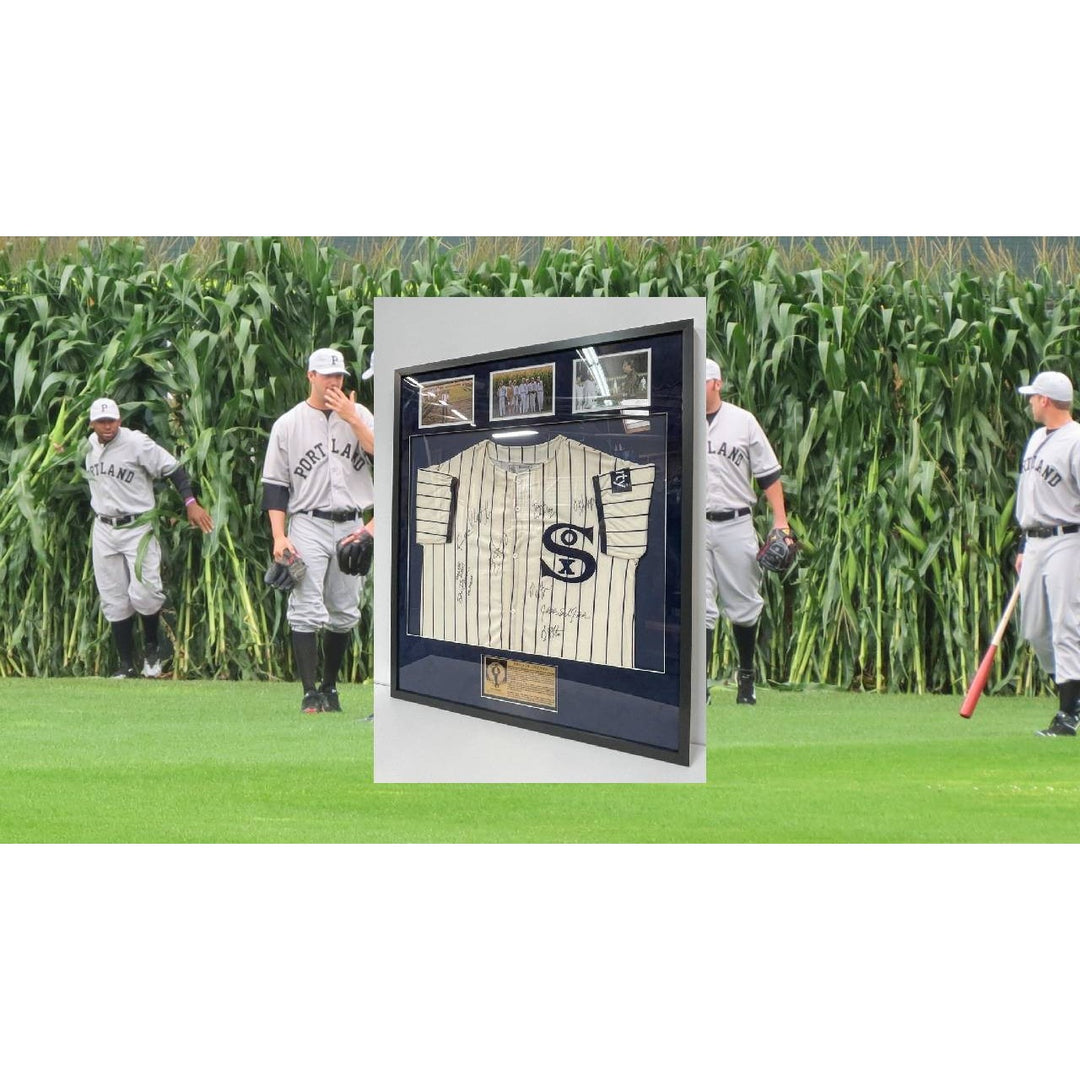 Field of Dreams James Earl Jones Kevin Costner Ray Liotta cast signed jersey framed with proof