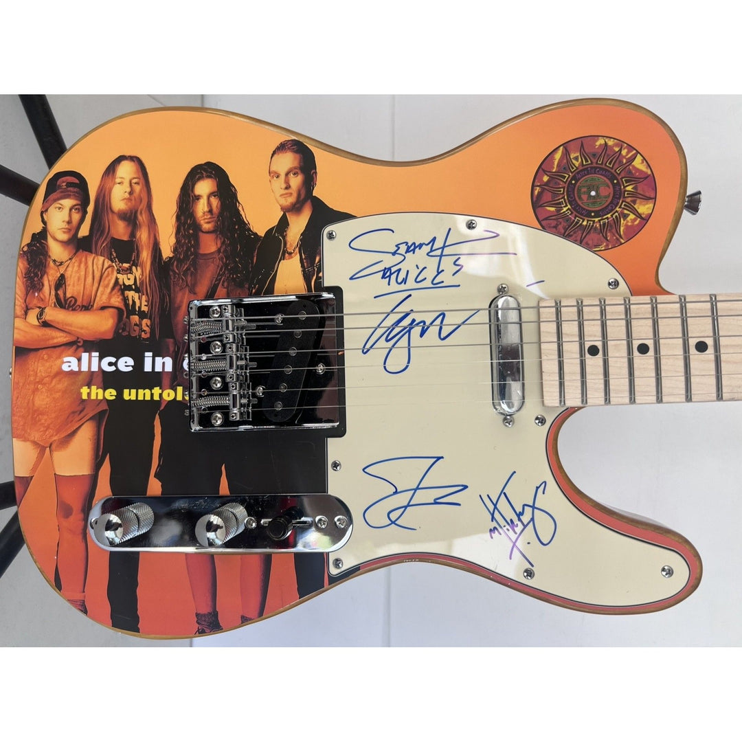 Alice in Chains Layne Staley, Jerry Cantrell, Mike Starr, and Sean Kinney telecaster electric guitar signed with proof..