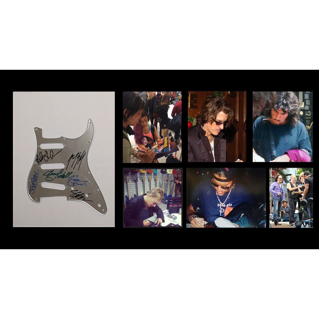 George Lynch Vivian Campbell Slash Joe Perry Alex Lifeson Jerry Cantrell Ritchie Blackmore Guitar legends stratocaster pickguard signed with