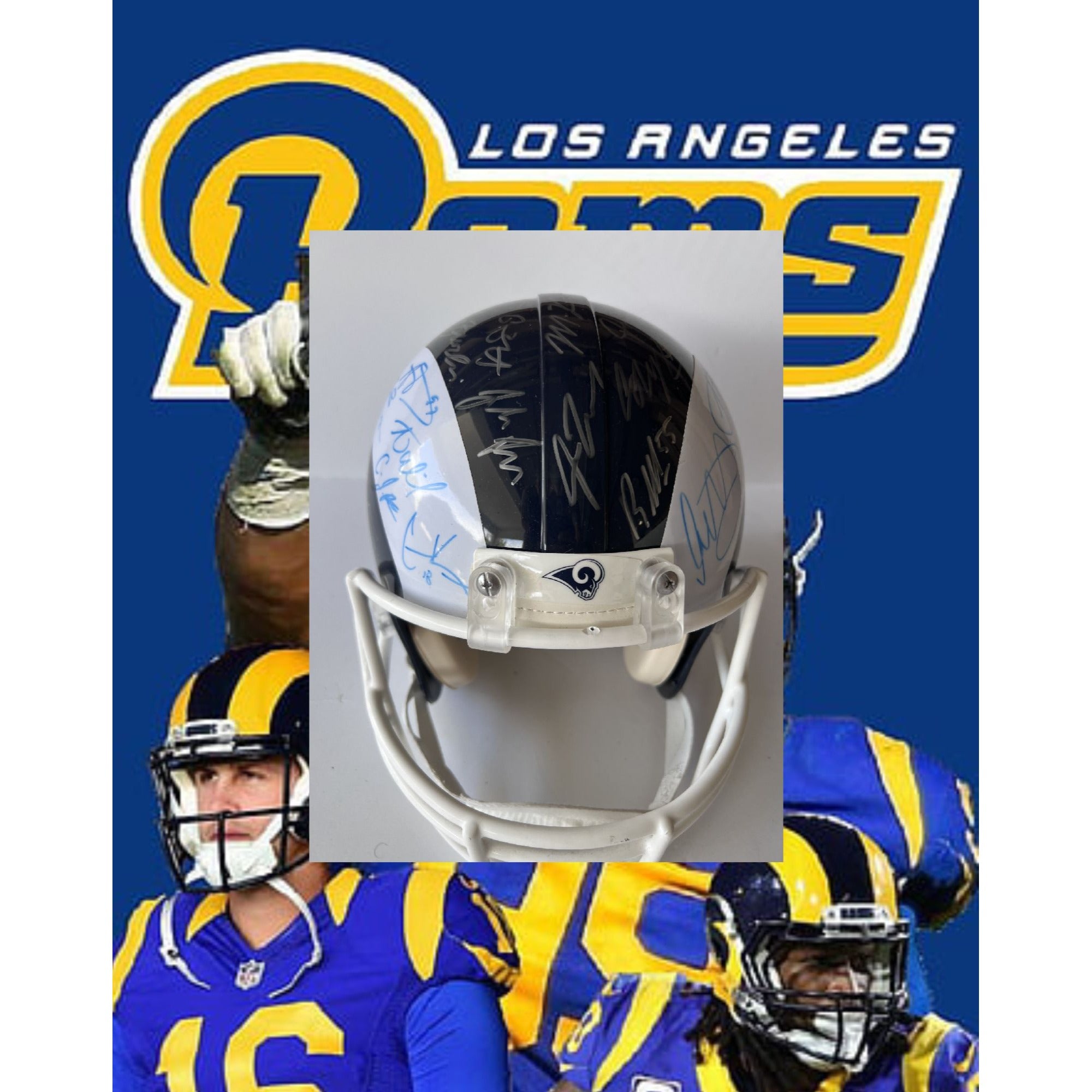 Los Angeles Rams 2018 NFC champions team signed helmet signed with proof