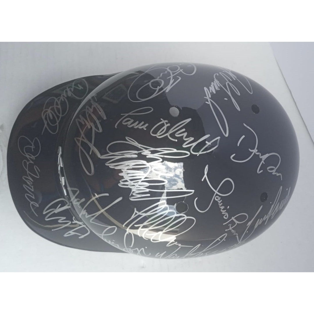 New York Yankees Derek Jeter Mariano Rivera Joe Torre 1996 World Series champions team sign batting helmet with proof