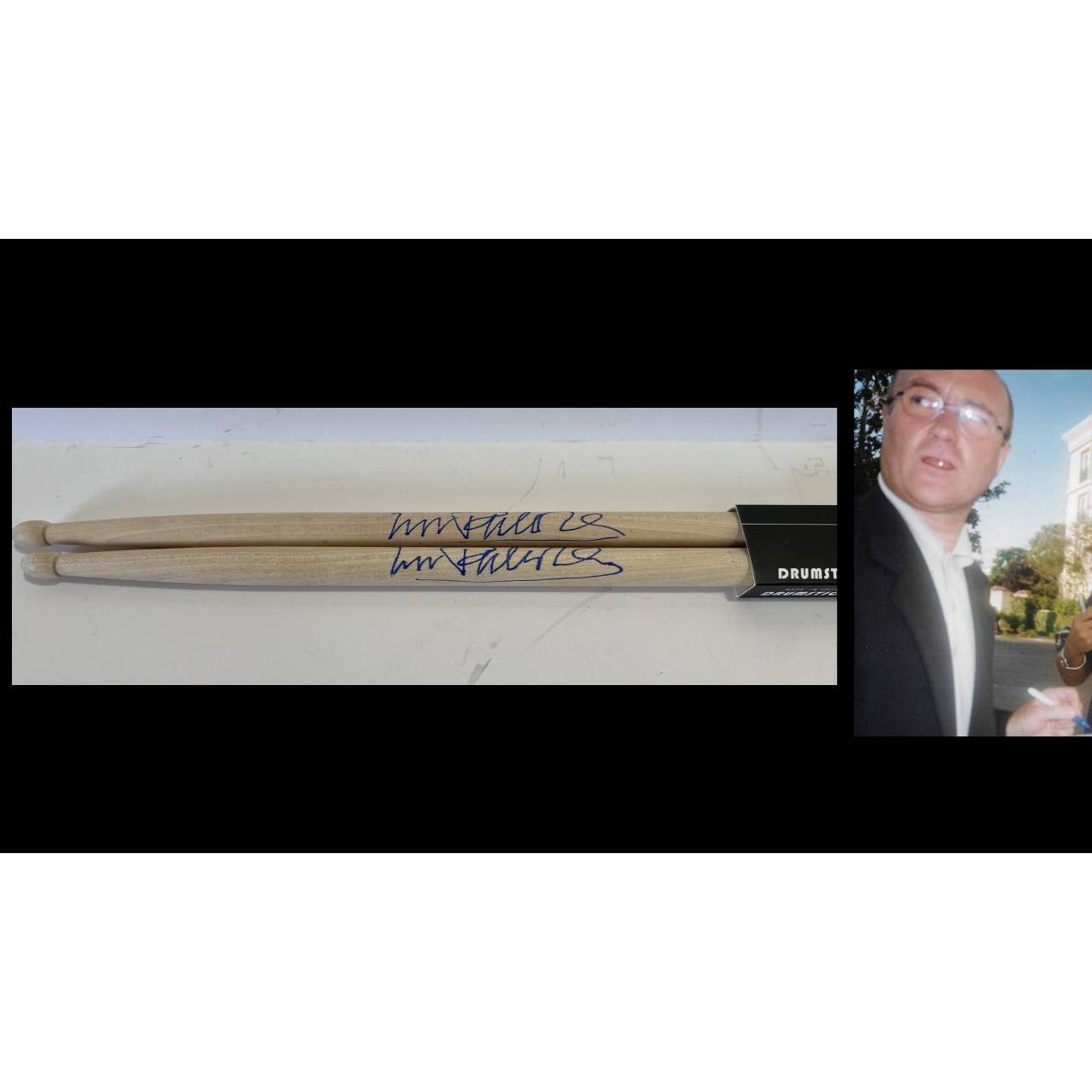 Phil Collins Genesis Drumsticks signed with proof