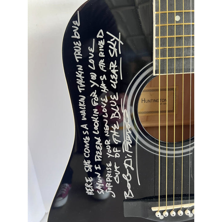 George Strait & Bob DiPiero signed full size acoustic guitar with lyrics "Out of the Blue Clear Sky"