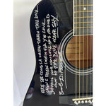 Load image into Gallery viewer, George Strait &amp; Bob DiPiero signed full size acoustic guitar with lyrics &quot;Out of the Blue Clear Sky&quot;
