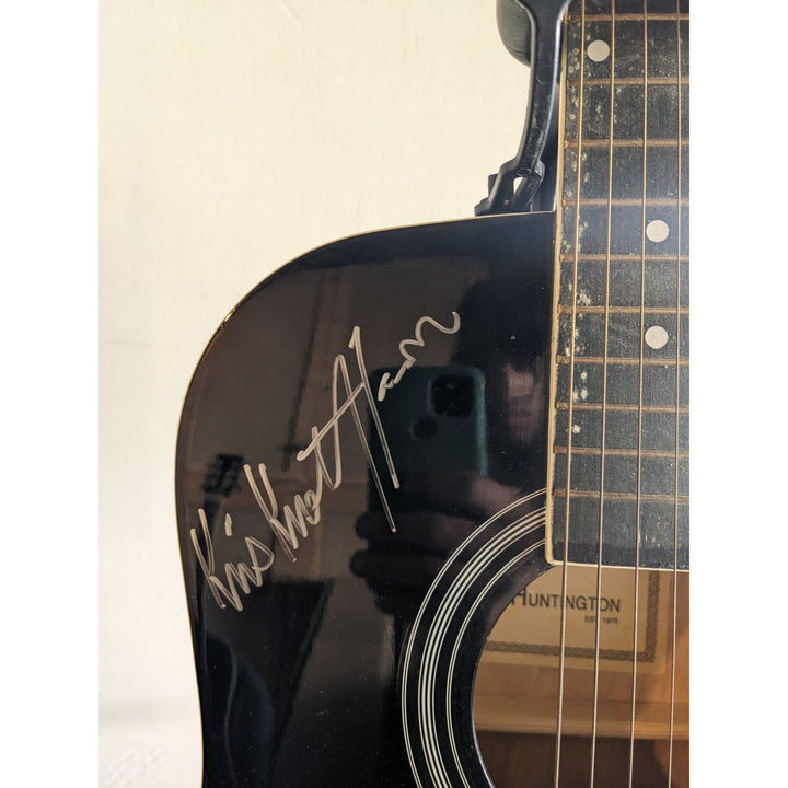 The Highwaymen Johnny Cash, Waylon Jennings, Willie Nelson and Kris Kristofferson full size acoustic guitar signed with proof
