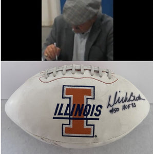 Dick Butkus University of Illinois full size logo football signed with proof