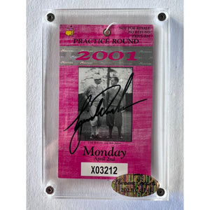 Tiger Woods 2001 Masters Golf Tournament ticket signed with proof