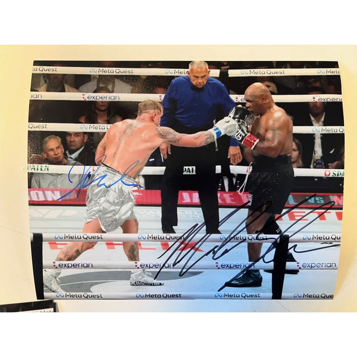 Jake Paul and Mike Tyson 8x10 photo signed with proof