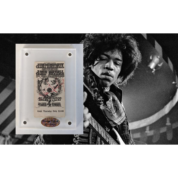Jimi Hendrix original ticket from Filmore Theatre concert signed with proof
