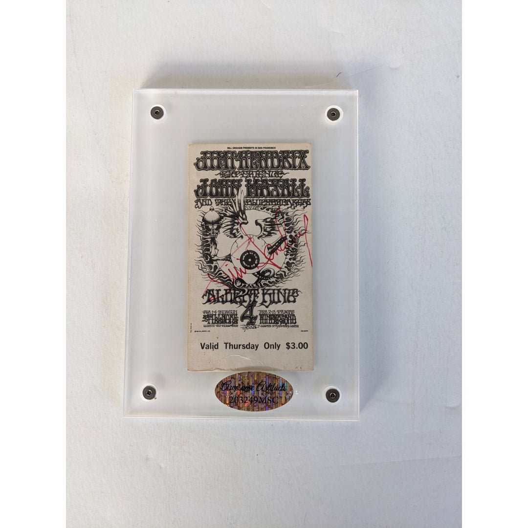 Jimi Hendrix original ticket from Filmore Theatre concert signed with proof