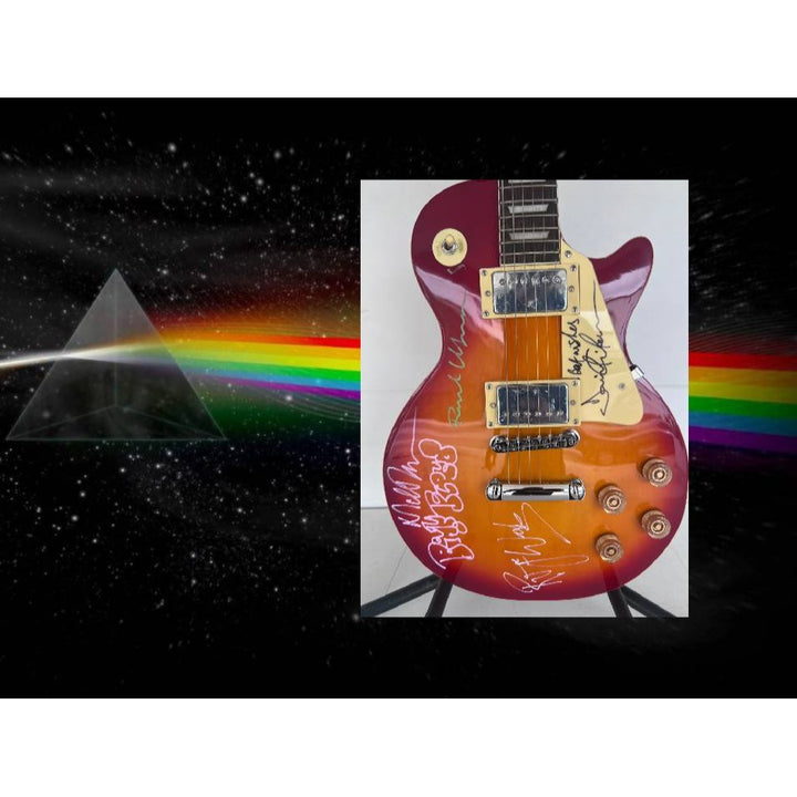 Pink Floyd Roger Waters David Gilmour Richard Wright Nick Mason vintage cherry les paul electric guitar signed with proof.