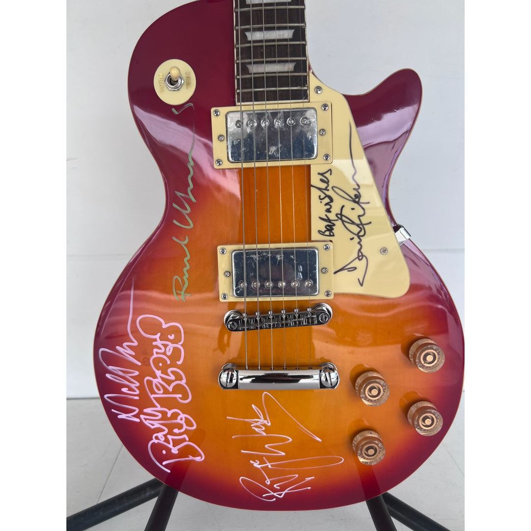 Pink Floyd Roger Waters David Gilmour Richard Wright Nick Mason vintage cherry les paul electric guitar signed with proof.