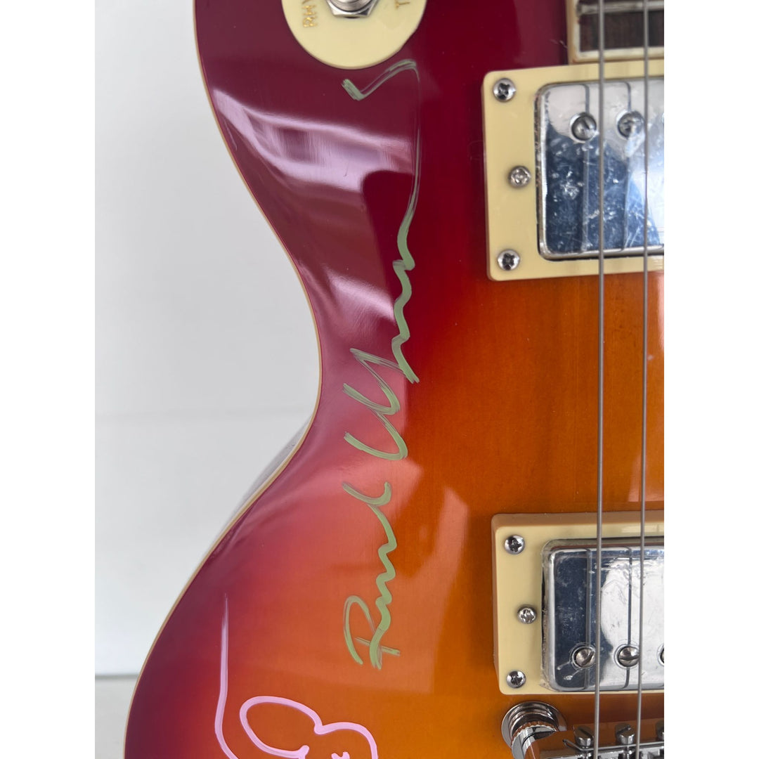Pink Floyd Roger Waters David Gilmour Richard Wright Nick Mason vintage cherry les paul electric guitar signed with proof.
