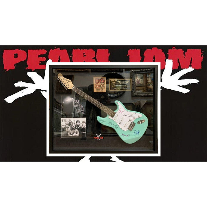 Pearl Jam Eddie Vedder Stone Gossard Jeff Ament Mike McCready & David Grohl Foo Fighters Fender stratocaster electric guitar signed with full provenance and photo proof