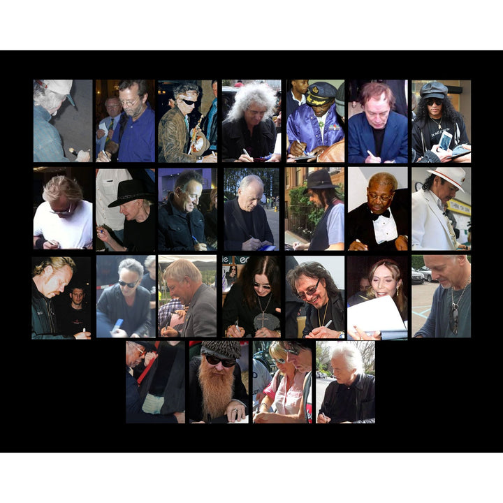Guitar legends 36 signed in all Angus Young Paul Simon Jimmy Page David Gilmour Les Paul guitar signed with full provenance and photo proof.