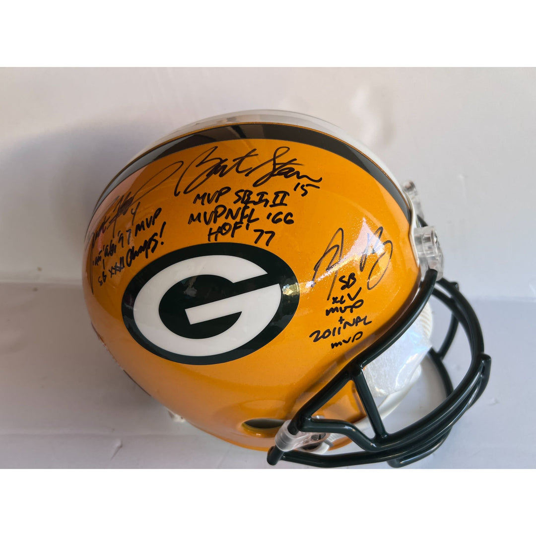 Aaron Rodgers Clay Matthews 2009-10 Green Bay Packer Super Bowl champs pro model team signed helmet