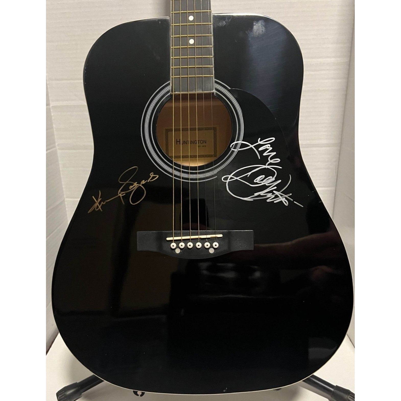 Kenny Rogers and Dolly Parton full size acoustic guitar signed with proof