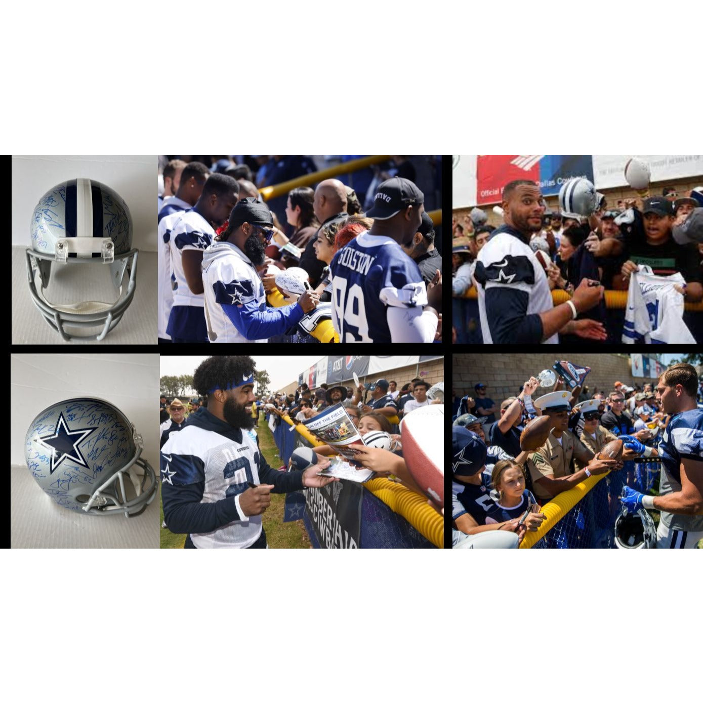 Dallas Cowboys Jason Witten Amari Cooper Dak Prescott Zeke Elliott 2019 team signed replica full size helmet with proof