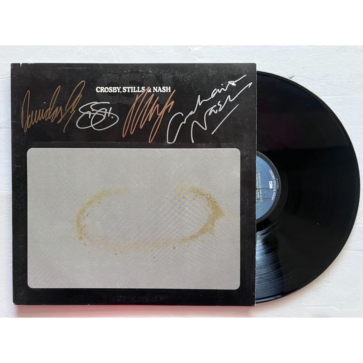 Crosby Stills & Nash and Young, LP signed with proof