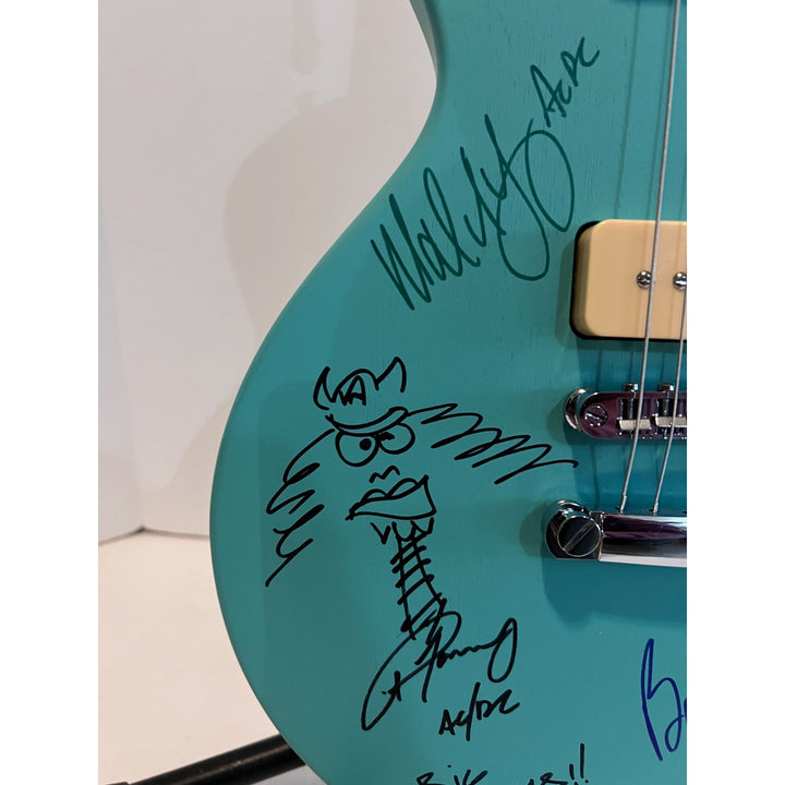 AC/DC Angus Young Brian Johnson Malcolm Young Phil Rudd Les Paul electric guitars signed with proof