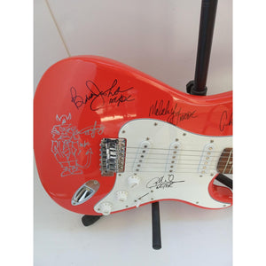 Angus Young, Malcolm Young, Phil Rudd, Brian Johnson and Cliff Williams AC/DC Fender electric guitar signed with proof