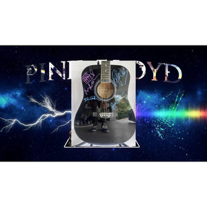 Pink Floyd David Gilmour, Roger Watters, Nick Mason, Richard Wright one of a kind acoustic guitar signed with proof