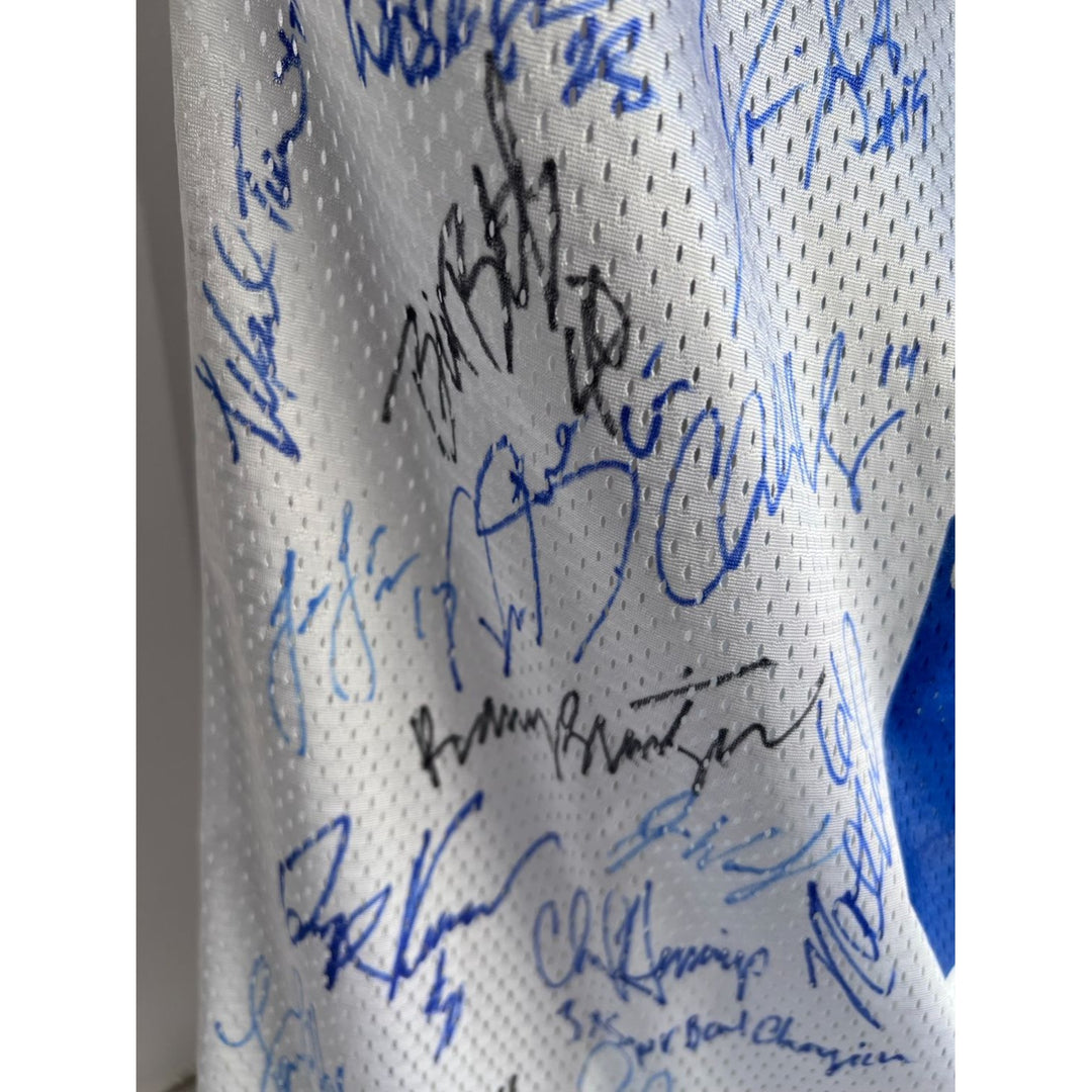 Dallas Cowboys Emmitt Smith Troy Aikman Michael Irvin Jerry Jones Barry Switzer Super Bowl championship team signed jersey signed with proof