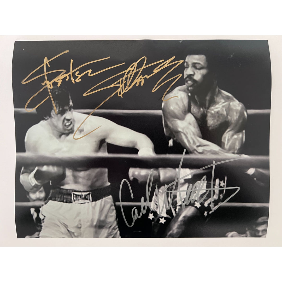  Sylvester Stallone Rocky Balboa Carl Weathers Apollo Creed 8x10 photo signed with proof