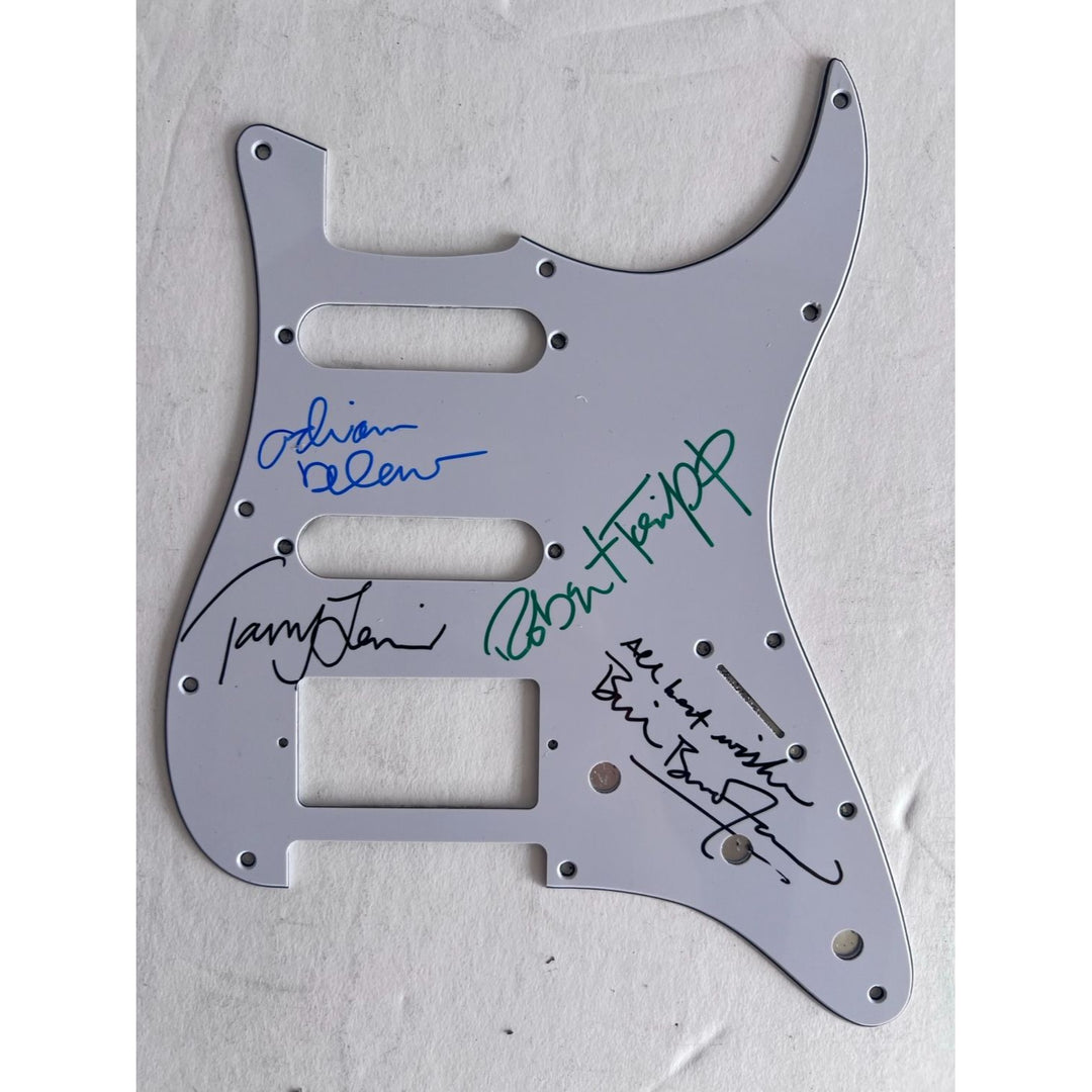 King Crimson Robert Fripp Tony Levin Adrian Belew Bill Bruford Fender Stratocaster electric guitar pick card signed with proof