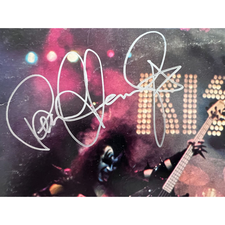 Kiss, Gene Simmons, Paul Stanley, Peter Chris, Ace Frehley ALIVE original lp signed with proof