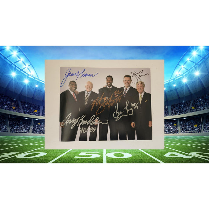 Terry Bradshaw Michael Strahan Howie Long Jimmy Johnson 8x10 photo signed