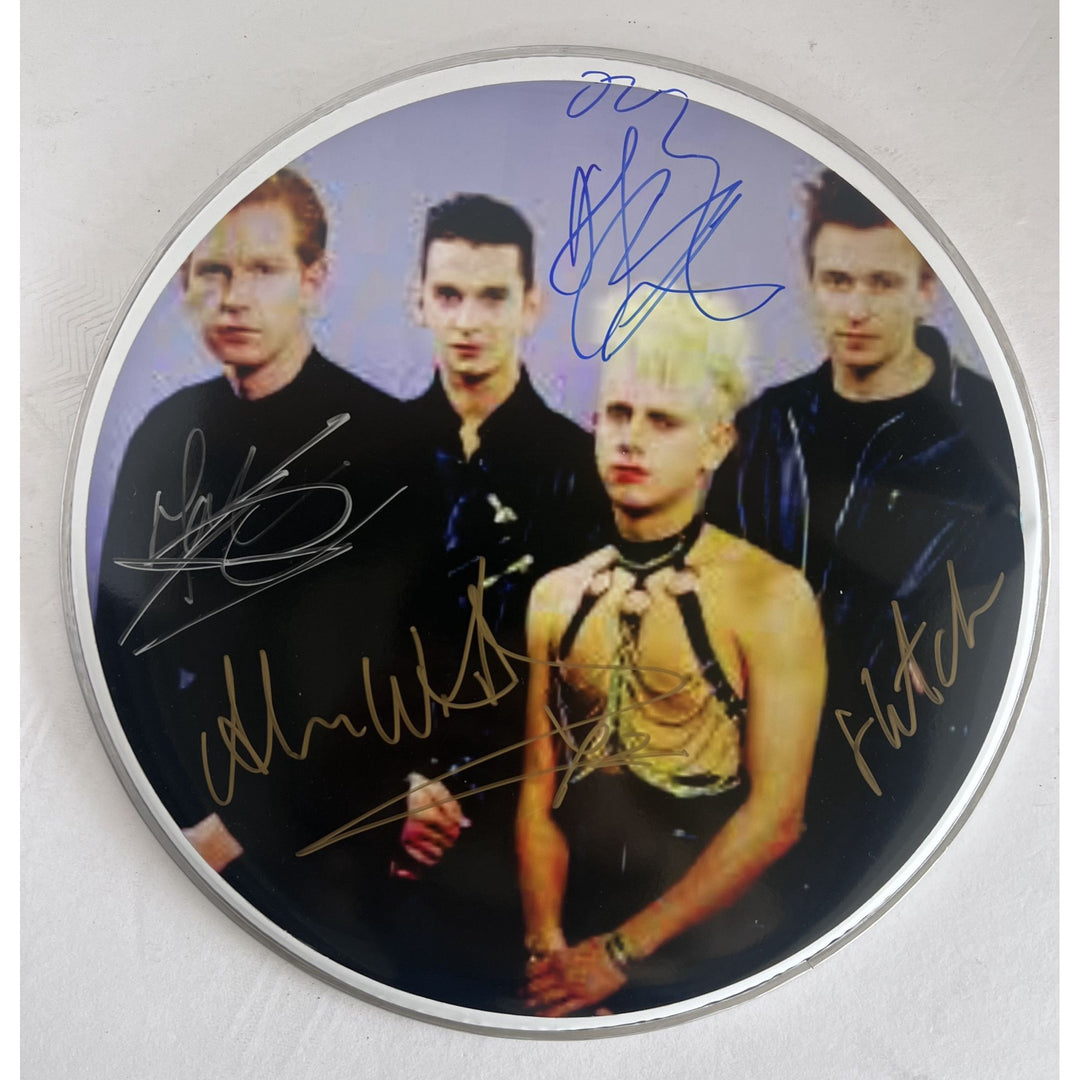 Depeche Mode David Gahan, Andrew Fletcher, Martin Gore, Alan Wilder one-of-a-kind drumhead signed with proof