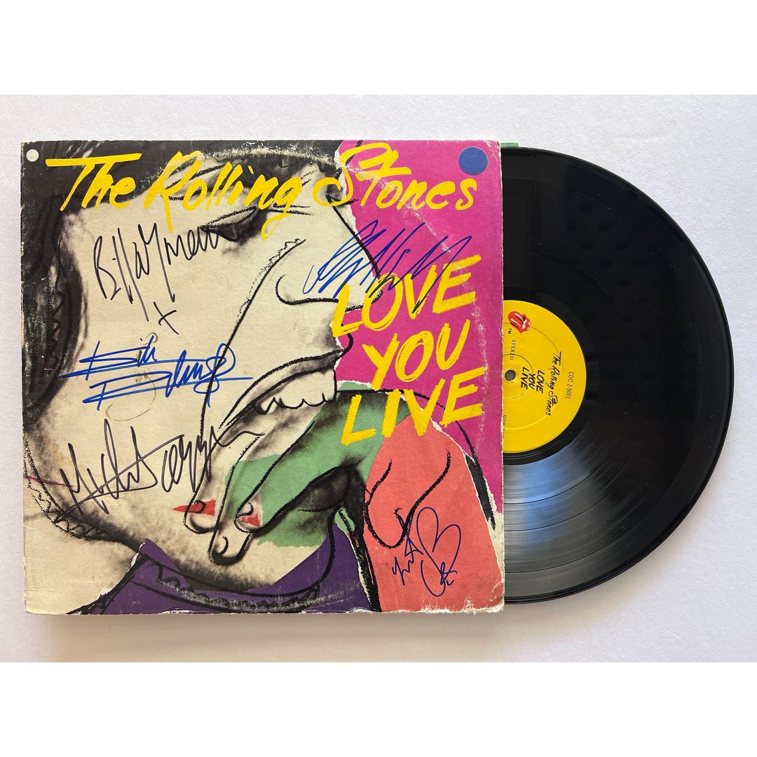 Rolling Stones Mick Jagger Keith Richards Mick Taylor Bill Wyman Charlie Watts Love You live  lp signed with proof