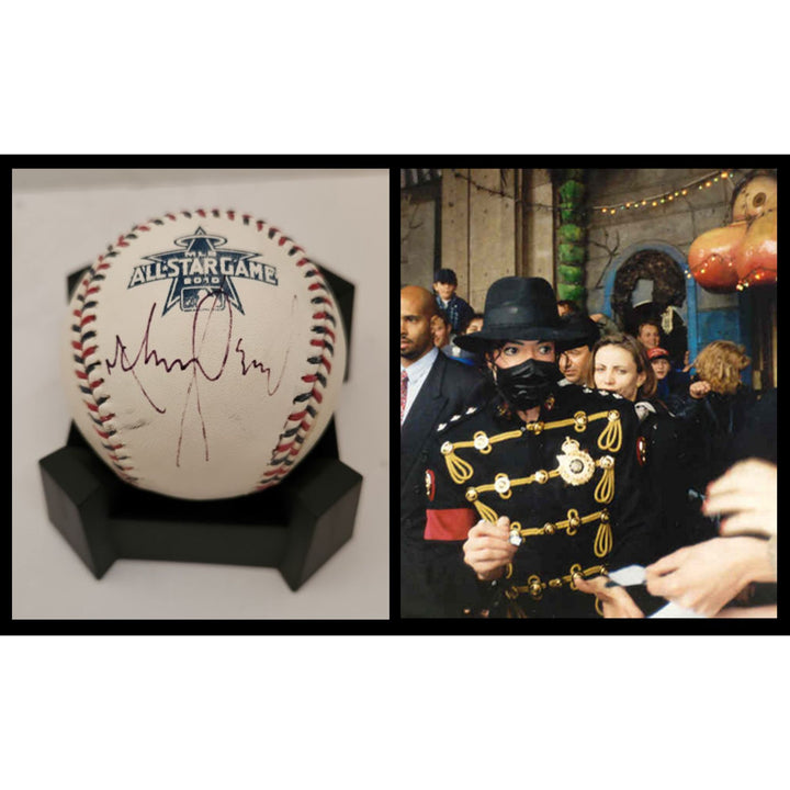 Michael Jackson MLB All-Star game baseball signed with proof free acrylic display case