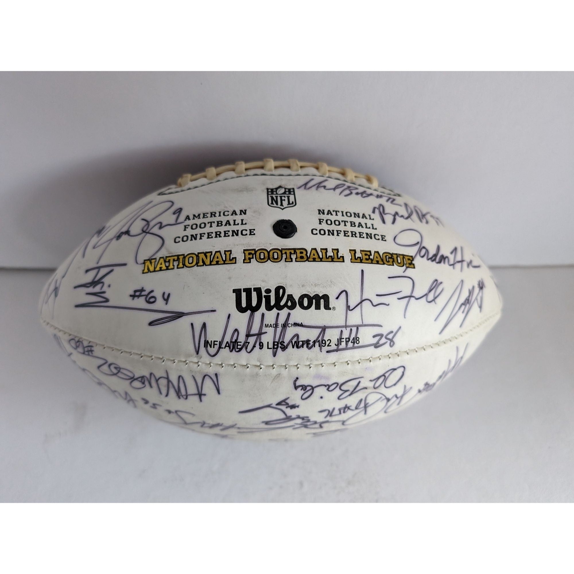 Seattle Seahawks 2013-2014 Super Bowl champions team signed football 40 signatures Russell Wilson Marshawn Lynch Pete Carroll the Legion of