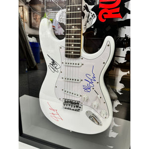 Rush Neil Peart Geddy Lee Alex Lifeson signed Stratocaster electric guitar with proof and museum quality frame
