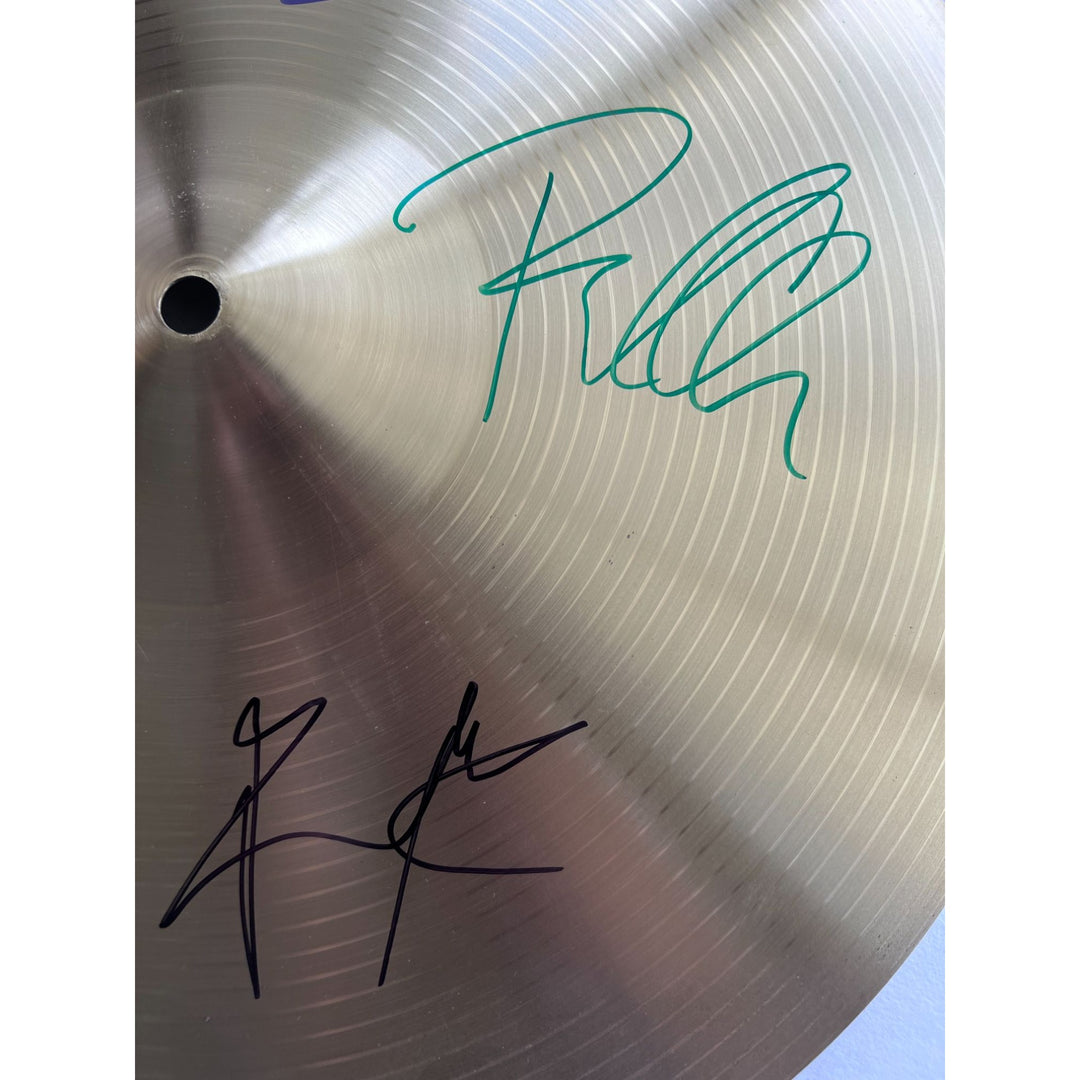 Vivian Campbell Rick Allen Joe Elliott Def Leppard band signed 18" cymbal with proof