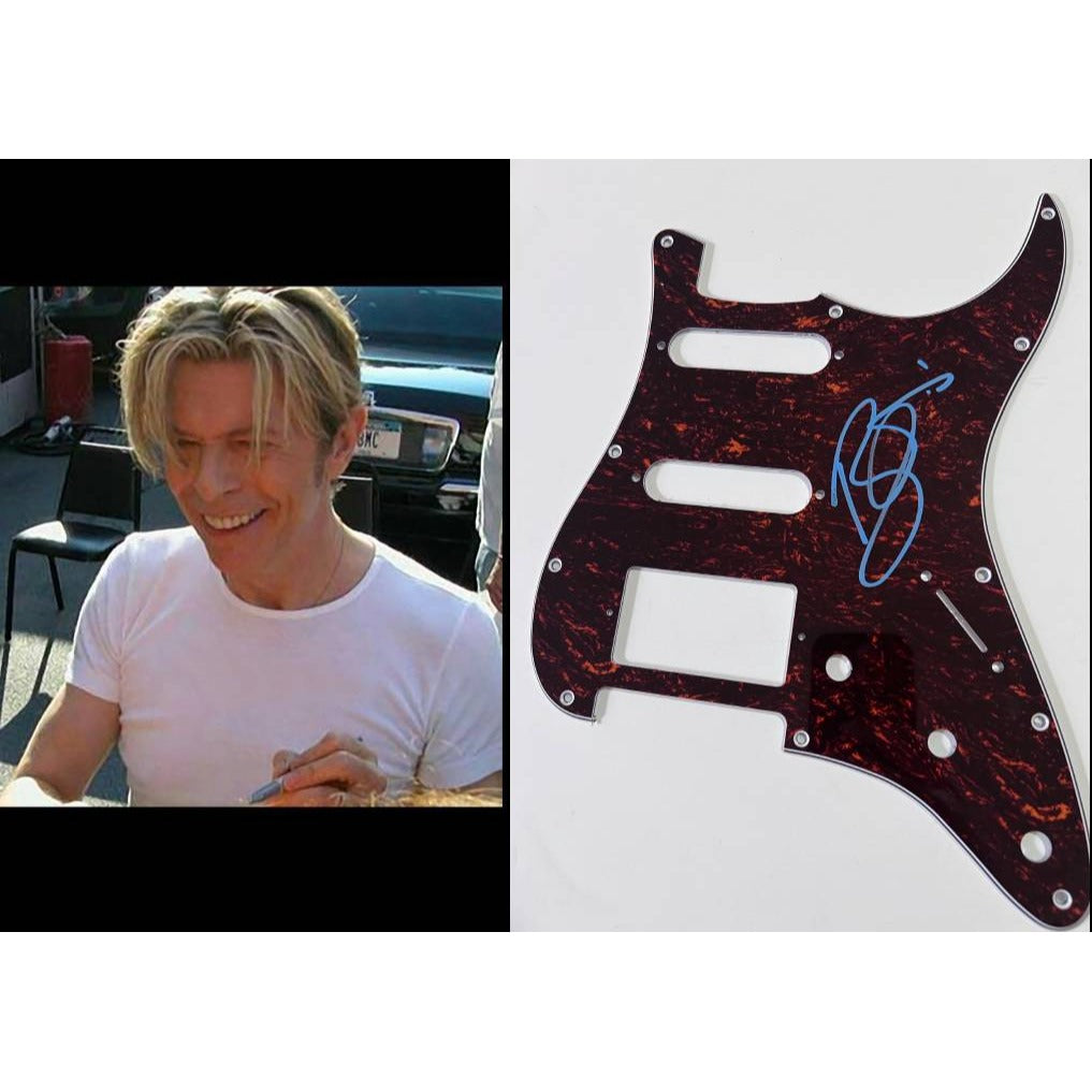 david bowie  Stratocaster electric pickguard signed with proof