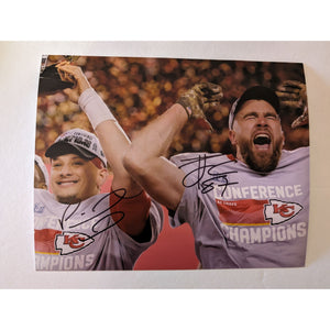 Patrick Mahomes and Travis Kelce Kansas City Chiefs 8x10 photo signed with proof