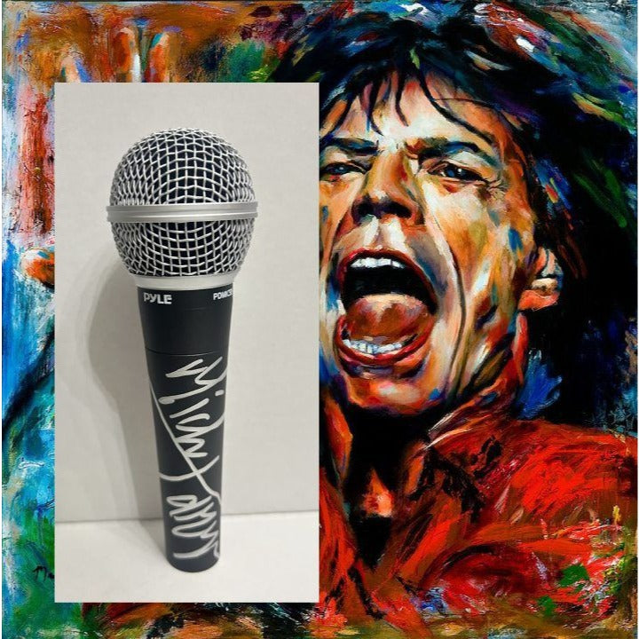 Mick Jagger Rolling Stones signed microphone with proof