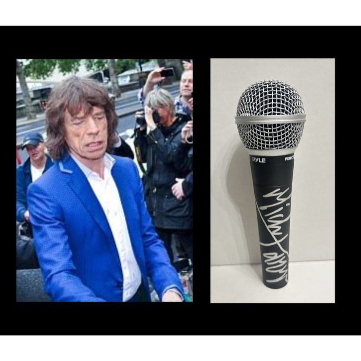 Mick Jagger Rolling Stones signed microphone with proof