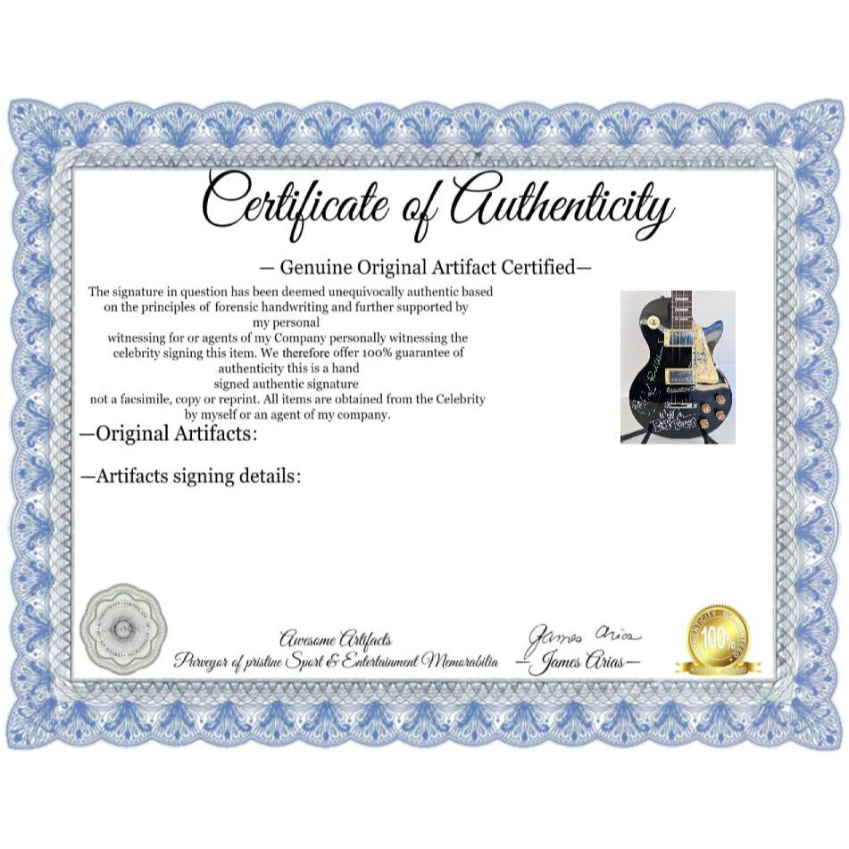 Pink Floyd Roger Waters David Gilmour Richard Wright Nick Mason vintage black les paul electric guitar signed with proof.