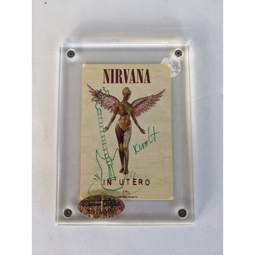 Kurt Cobain Nirvana "In Utero" vintage sticker signed with sketch from Kurt signed with proof