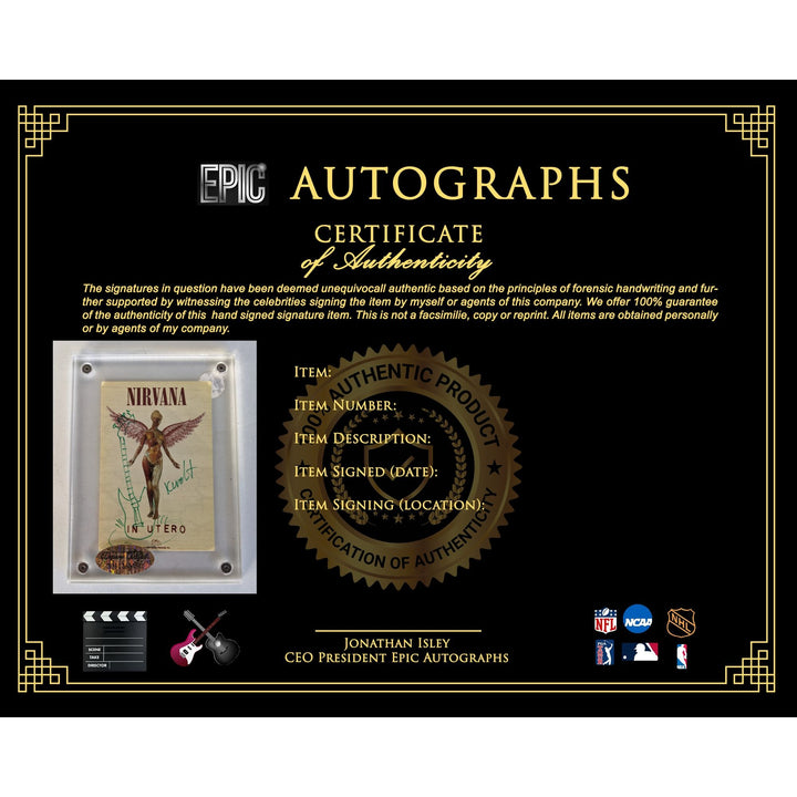 Kurt Cobain Nirvana "In Utero" vintage sticker signed with sketch from Kurt signed with proof