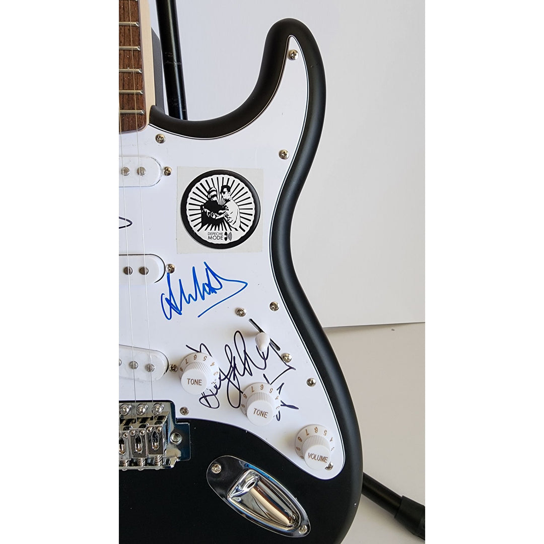 Depeche Mode David Gahan, Martin Gore, Alan Wilder, & Andy Fletcher authentic Fender Stratocaster electric guitar signed with proof