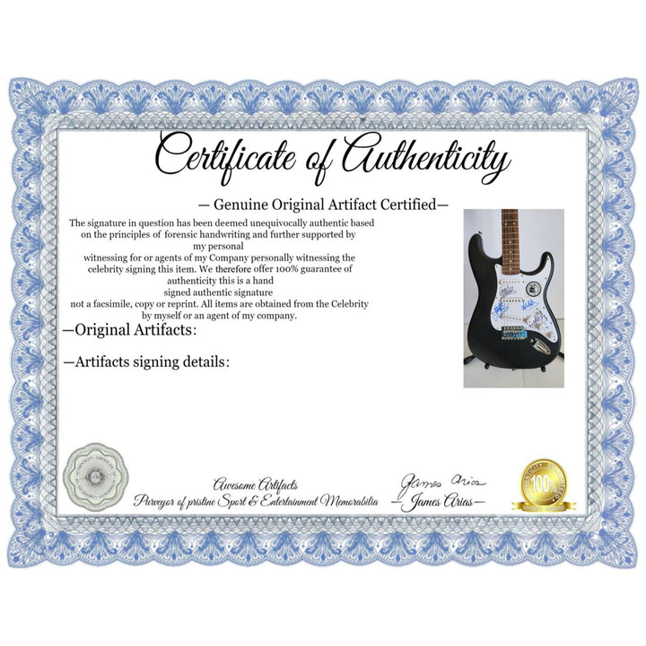 Depeche Mode David Gahan, Martin Gore, Alan Wilder, & Andy Fletcher authentic Fender Stratocaster electric guitar signed with proof