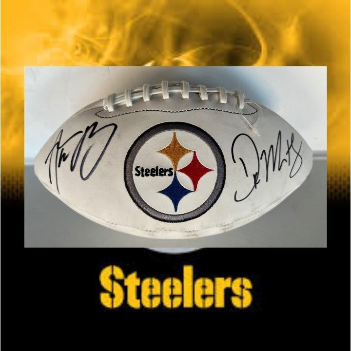 Pittsburgh Steelers full size football Aaron Rodgers & DK Metcalf signed with proof