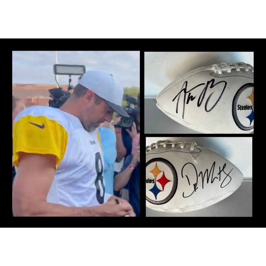 Pittsburgh Steelers full size football Aaron Rodgers & DK Metcalf signed with proof