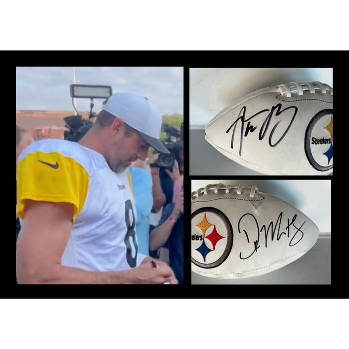 Pittsburgh Steelers full size football Aaron Rodgers & DK Metcalf signed with proof
