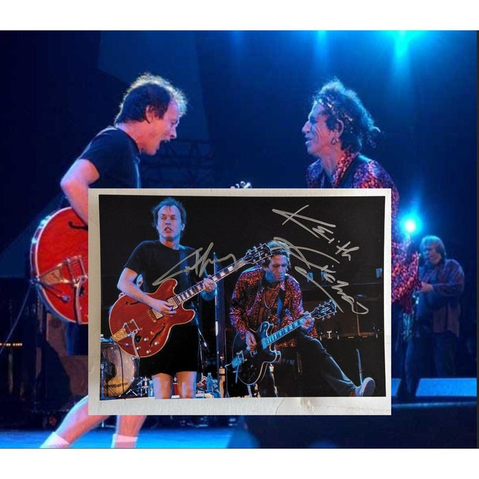Keith Richards & Angus Young 5x7 photo signed with proof